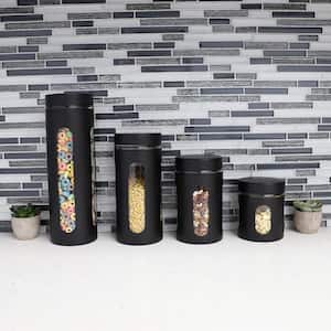4-Piece Stainless Steel Canisters with Multiple Peek-Through Windows