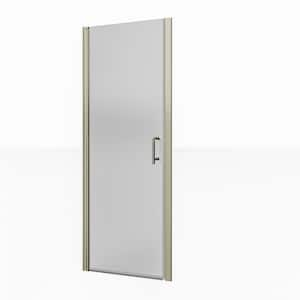 30 in. W x 72 in. H Pivot Frameless Shower Door in Brushed Nickel with Clear Glass