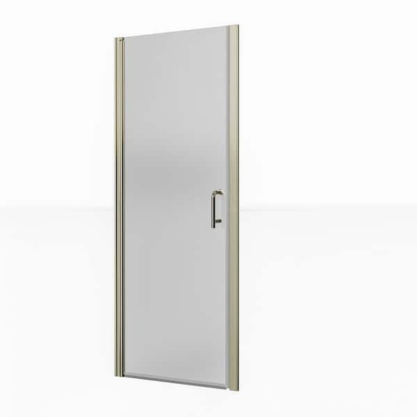 WELLFOR 30 in. W x 72 in. H Frameless Glass Shower Doors Clear Glass in Brushed Nickel