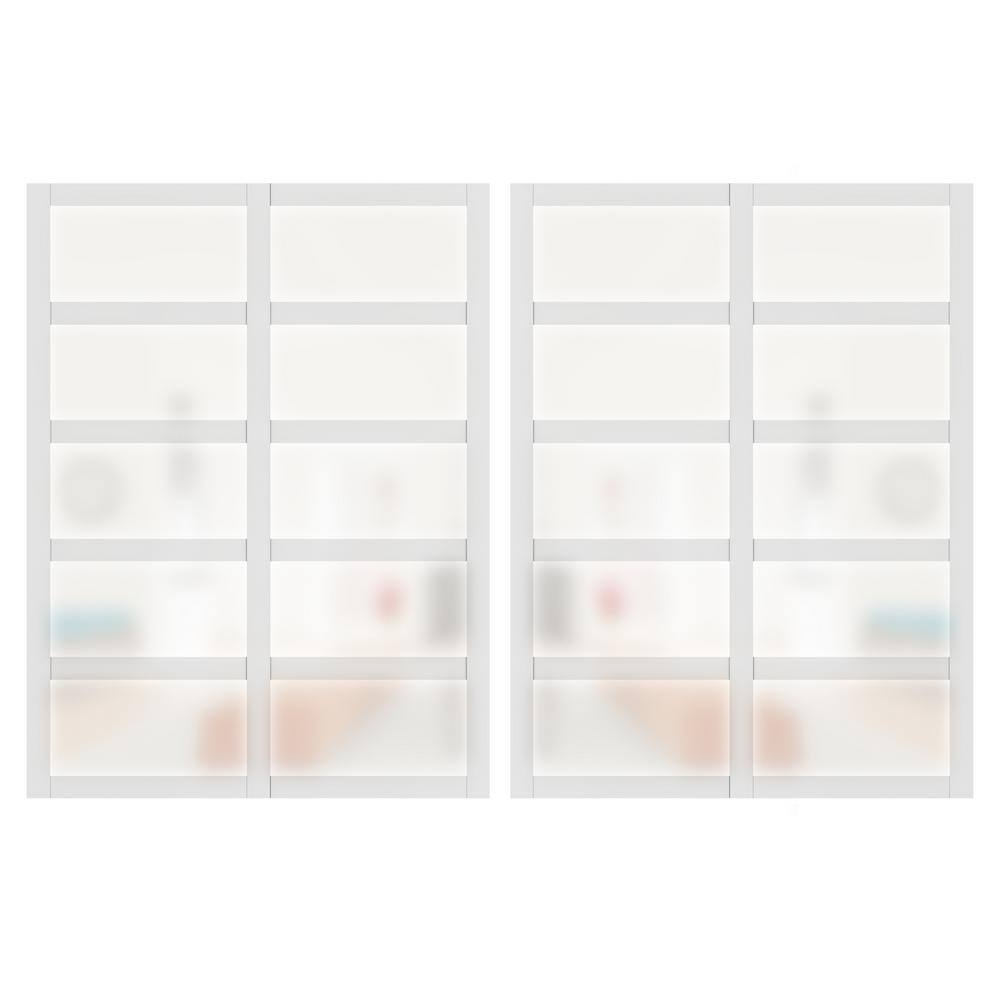 120 in x 80 in (Double 60 in. Doors), MDF, Solid Core, White Double Frosted Glass 5-Panel Sliding Door with All Hardware price history on PriceWatchPro