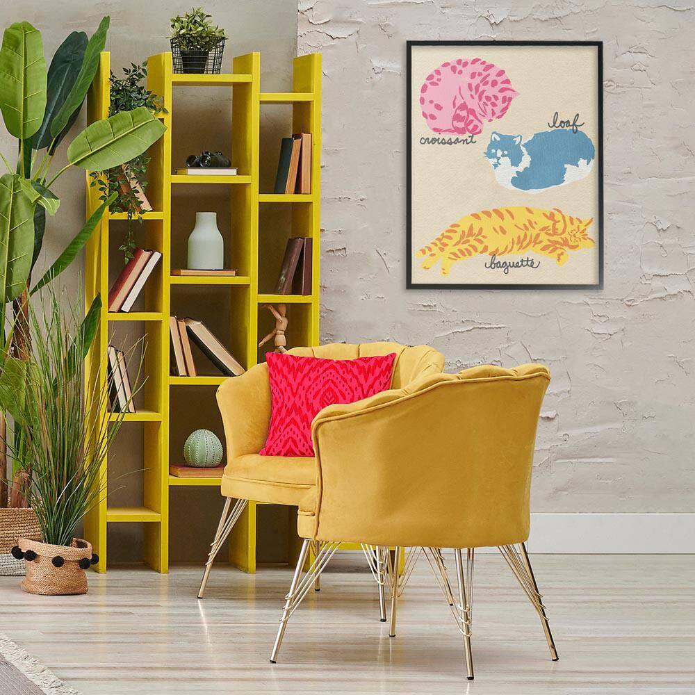 Funny Relaxing Cat Shapes by June Erica Vess Black Framed Animal Giclee Art Print 30 in. x 24 in. price history on PriceWatchPro