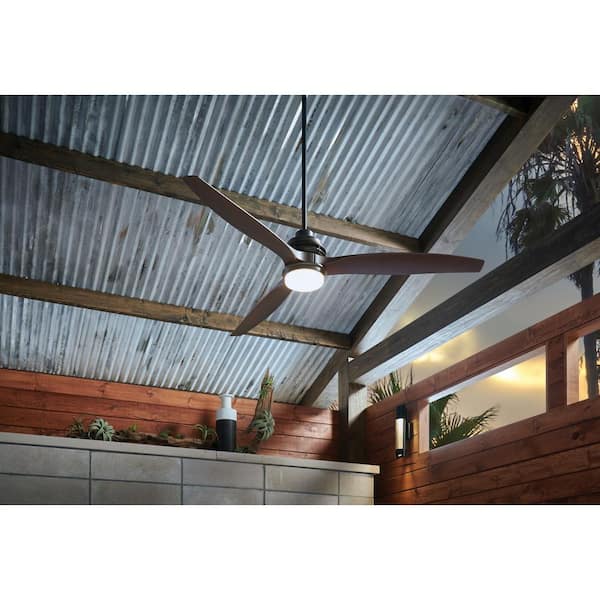 HINKLEY ARTISTE 60 in. Indoor/Outdoor Integrated LED Metallic Matte Bronze Ceiling Fan with Remote Control