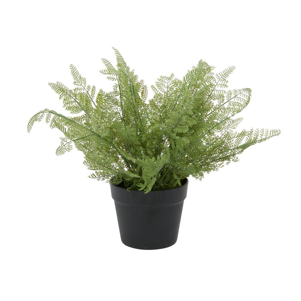 Litton Lane 15 in. H Fern Artificial Plant with Realistic Leaves and Black Round Pot