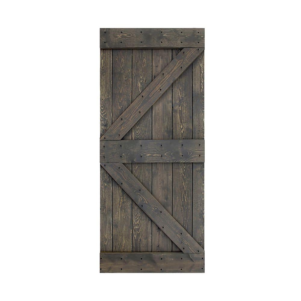 K Style 36 in. x 84 in. Aged Gray Finished Solid Wood Sliding Barn Door Slab - Hardware Kit Not Included price history on PriceWatchPro