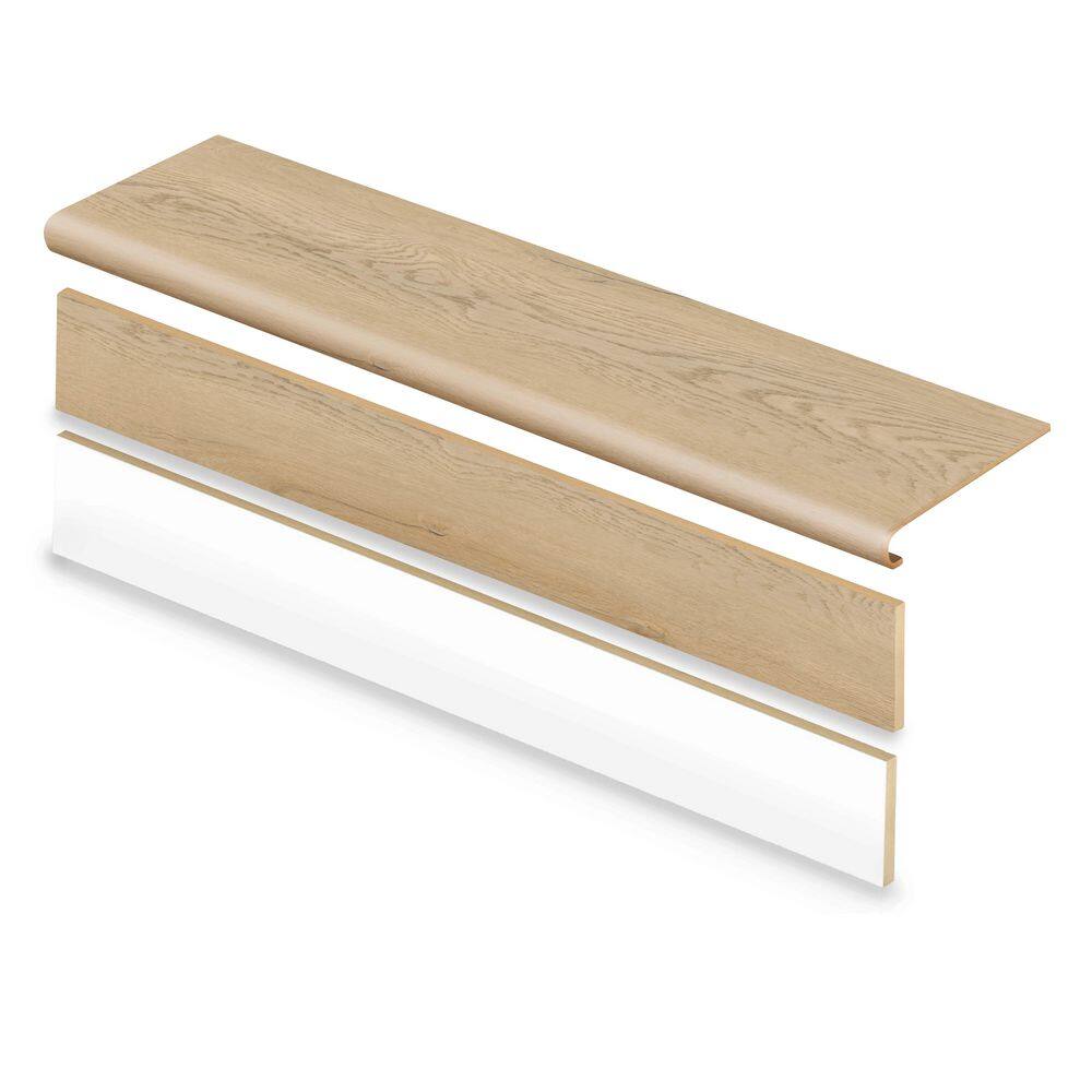 Glastonberry Grove Oak 47 in. L x 12.15 in. W x 42.92 mm T Vinyl Overlay Stair Tread and Reversible Riser Kit price history on PriceWatchPro