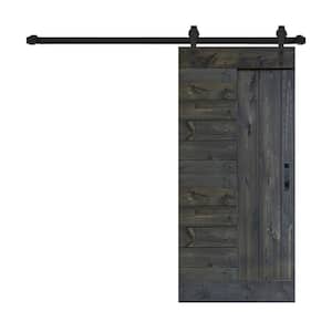 L Series 38 in. x 84 in. Carbon Gray Finished Solid Wood Sliding Barn Door with Hardware Kit - Assembly Needed