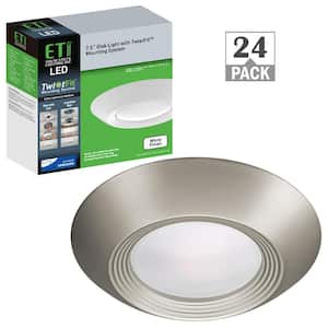 5 in/6 in. Disk Light with Brushed Nickel Trim Cover Integrated LED Flush Mount Ceiling Light 3000K Soft White (24-Pack)