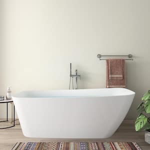 Modern 59 in. H Acrylic Flatbottom Bathtub Stand Alone Soaking Tub in White