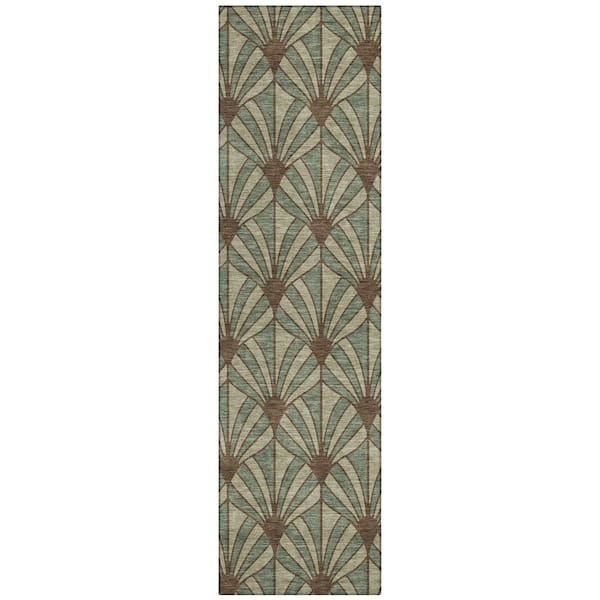 Chantille Machine Washable Indoor/Outdoor Abstract ACN2426 Basil 2 ft. x 7 ft. Runner Rug