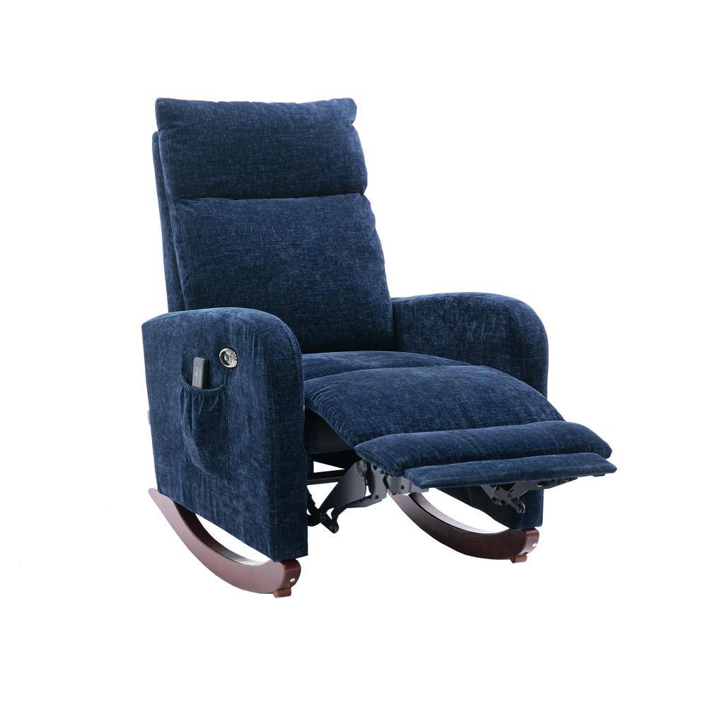Navy Polyester Fabric Recliners Chair with 8 Massaging Modes SXB542889 The Home Depot