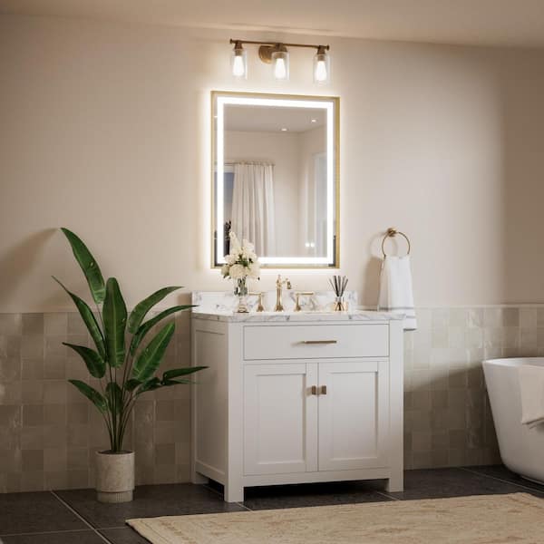 KeonJinn 28 in. W x 36 in. H Rectangular Framed LED Lighted