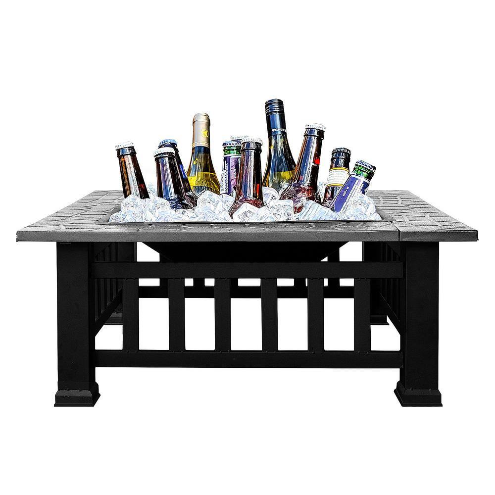 32 in. Charcoal Fire Pit with Cover in Antique Finish