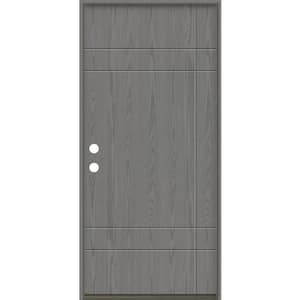 SUMMIT Modern 36 in. x 80 in. Right-Hand/Inswing 10-Grid Solid Panel Malibu Grey Stain Fiberglass Prehung Front Door