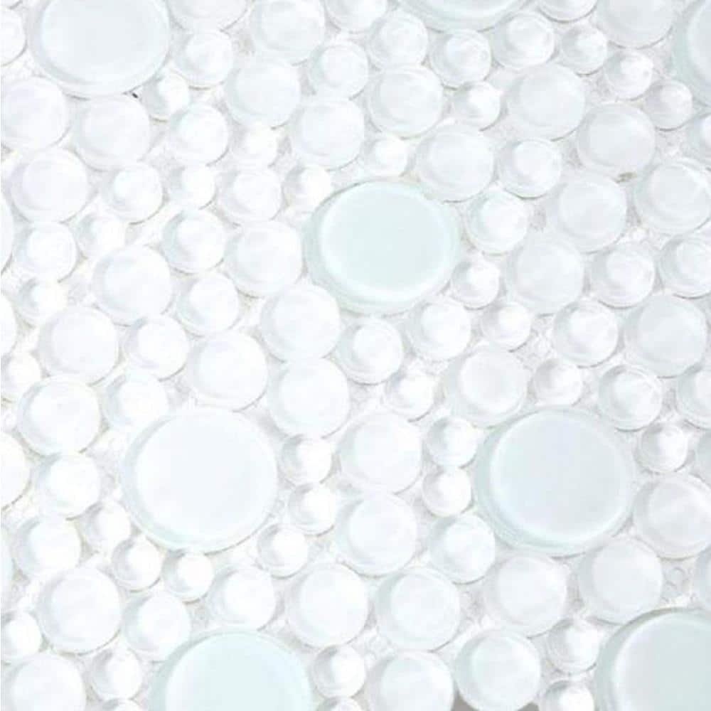 Contempo Bright White Circles 12 in. x 12 in. x 8 mm Glass Floor and Wall Tile price history on PriceWatchPro