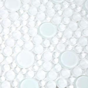 Contempo Bright White Circles 12 in. x 12 in. x 8 mm Glass Floor and Wall Tile