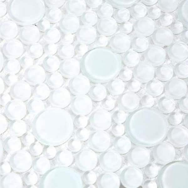 Ivy Hill Tile Contempo Bright White Circles 12 in. x 12 in. x 8 mm Glass Floor and Wall Tile