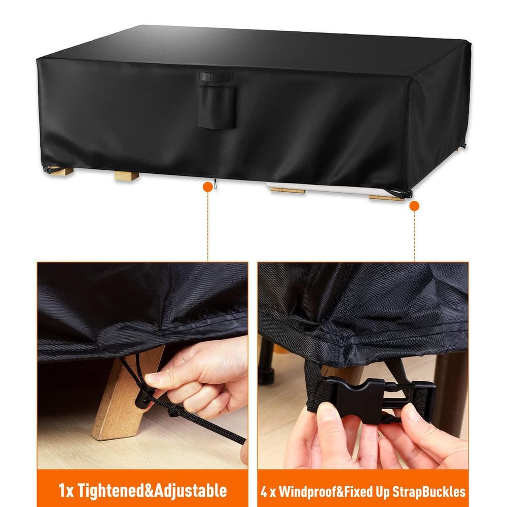 Details of the adjustable tightening cord and windproof strap buckles.