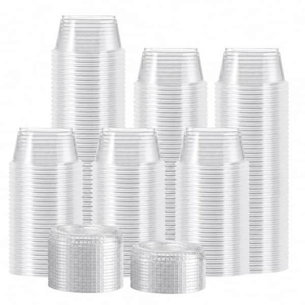 360 Count 2 oz. Clear Plastic Food Portion Cups with Lids, Disposable Food Grade Condiment Containers