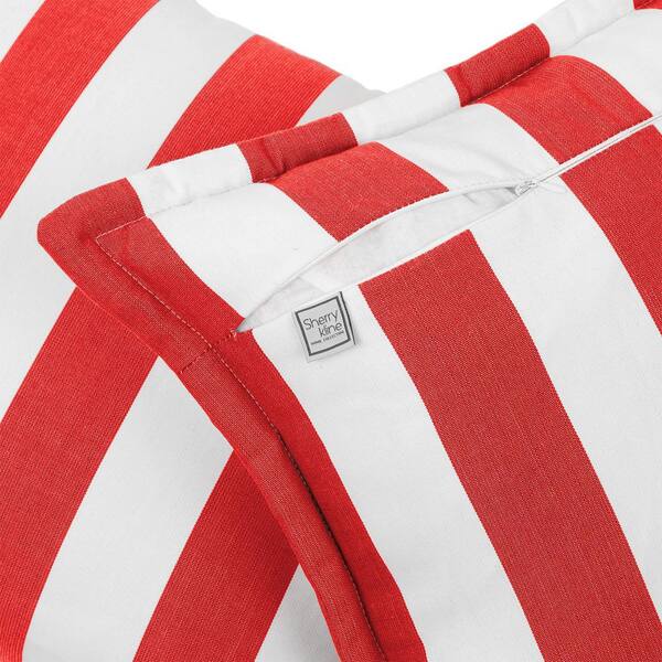 Sherry Kline Cabana Stripe Red/White Set of Two 20 in. Flanged