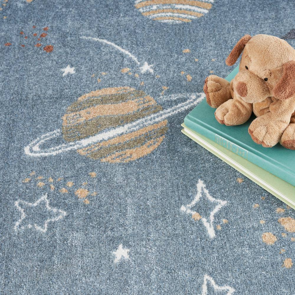 Astra Blue Multicolor Space Theme Kids Washable Rug 4' x 6'