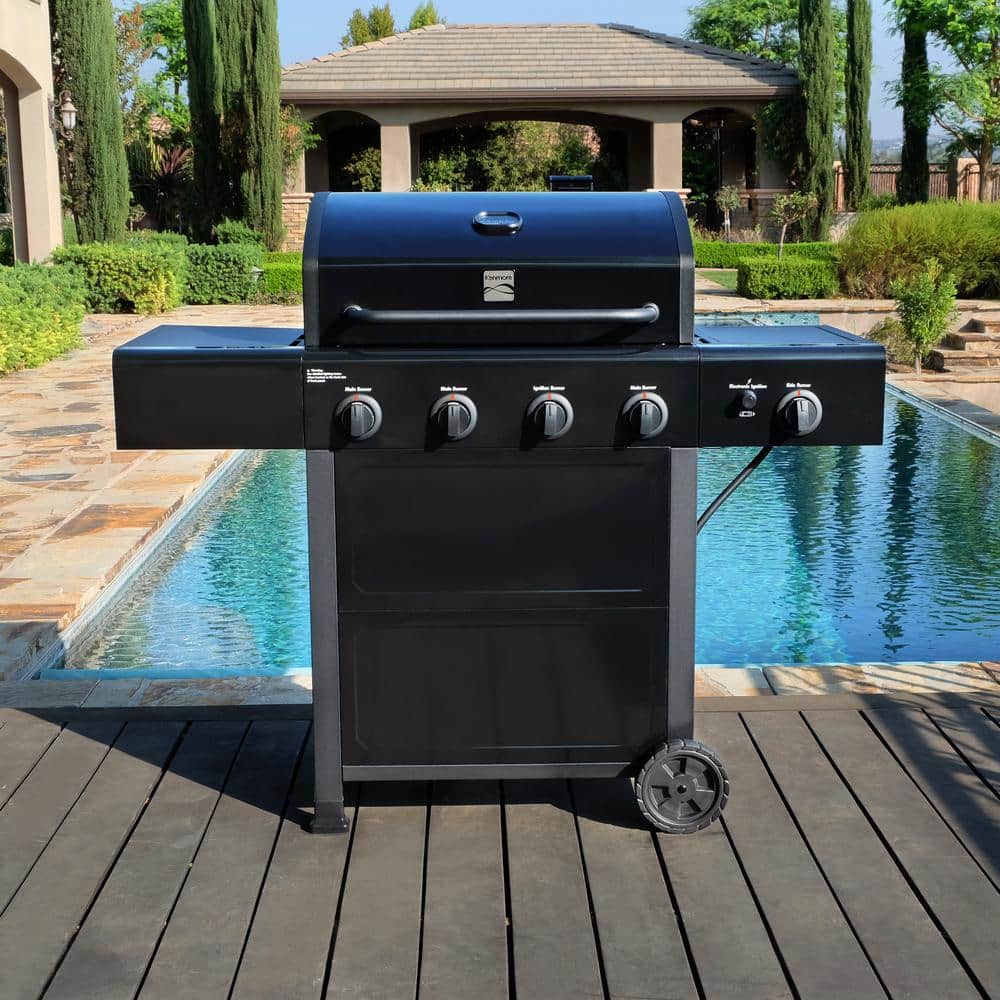 Kenmore Black 4-Burner Propane Gas Grill with Side Burner