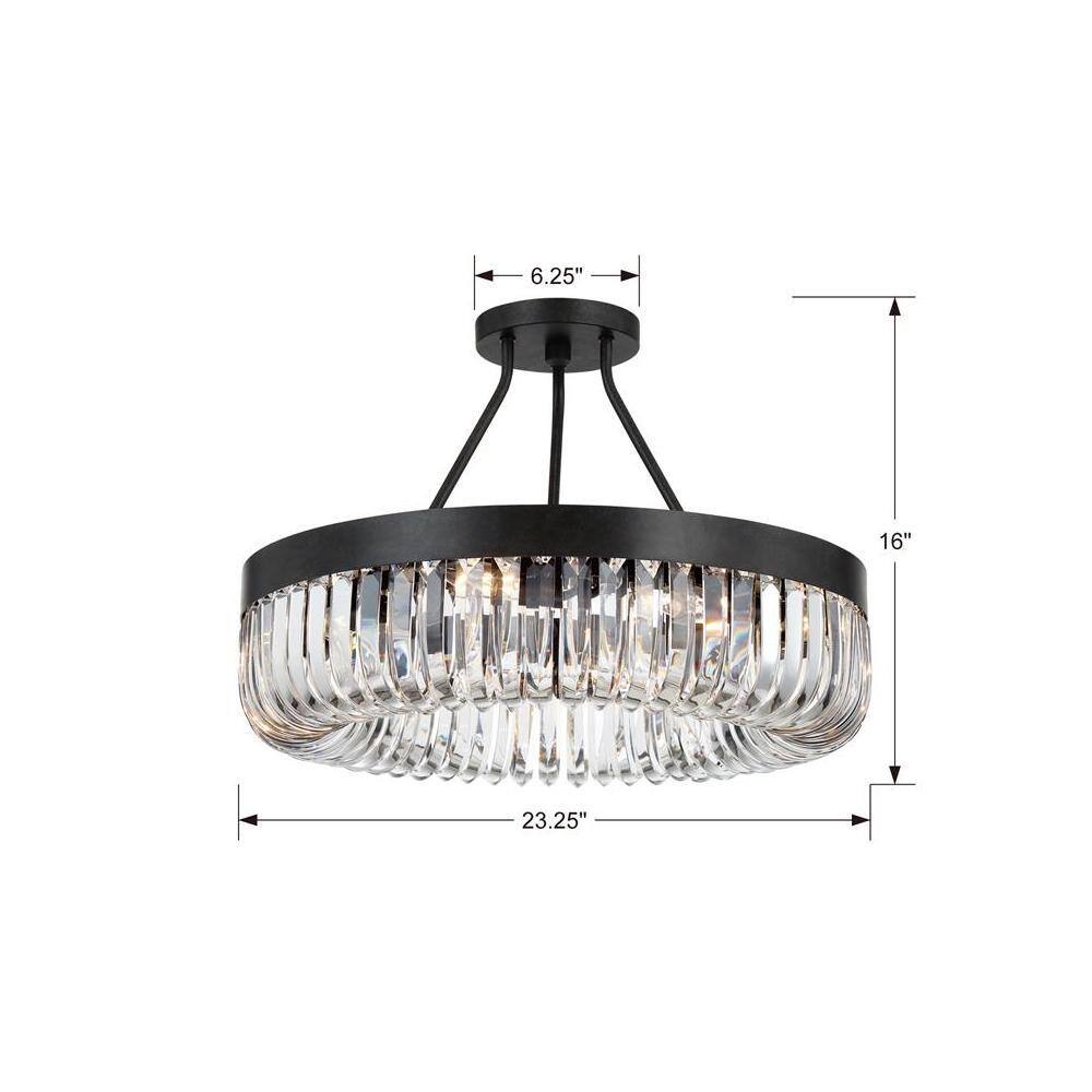 Charcoal Bronze 8-Light Chandelier with Clear Glass Beads