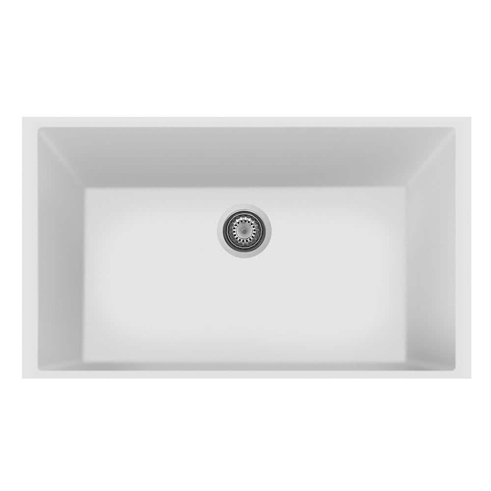  One Series 33 in. Undermount Single Milk White Quartz Kitchen Sink