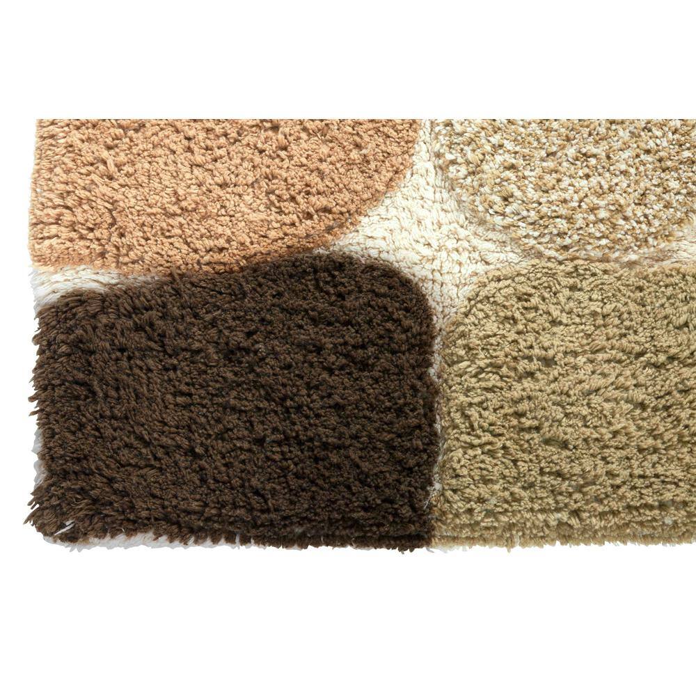 Pebble Pattern Beige and Brown Cotton Bath Rug Set