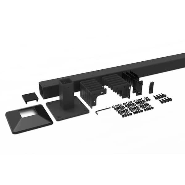 80.5 in. Powder Coated Aluminum Post Kit for Decorative Privacy Screens in Black