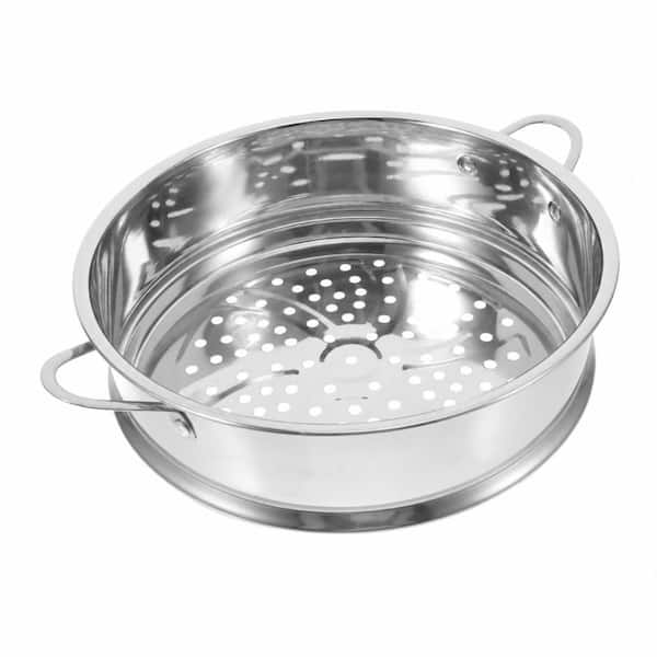 Stainless Steel Steamer Basket with Dual Handles and Multi-Vent Holes for Dumplings and Stackable Kitchen Use