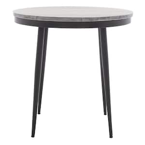 Nylah 19 in. Gray/Black Round Marble End Table