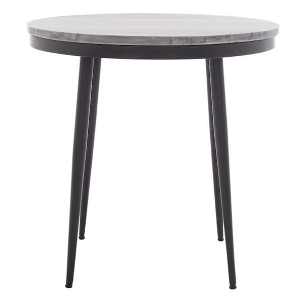 SAFAVIEH Nylah 19 in. Gray/Black Round Marble End Table