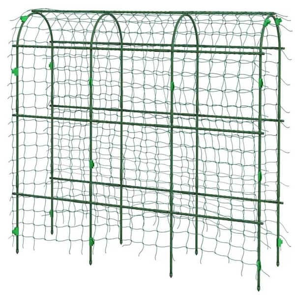 Unbranded 17 in. x 72 in. x 72 in. Metal Garden Trellis, Arch Trellis for Climbing Plants Outdoor, A-Frame, Climbing Net, Green