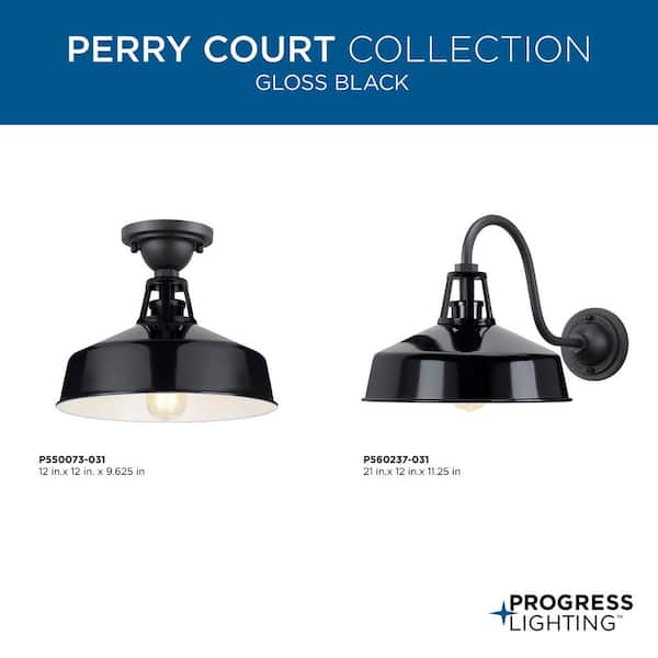 Progress Lighting Perry Court 1-Light Gloss Black Outdoor Wall