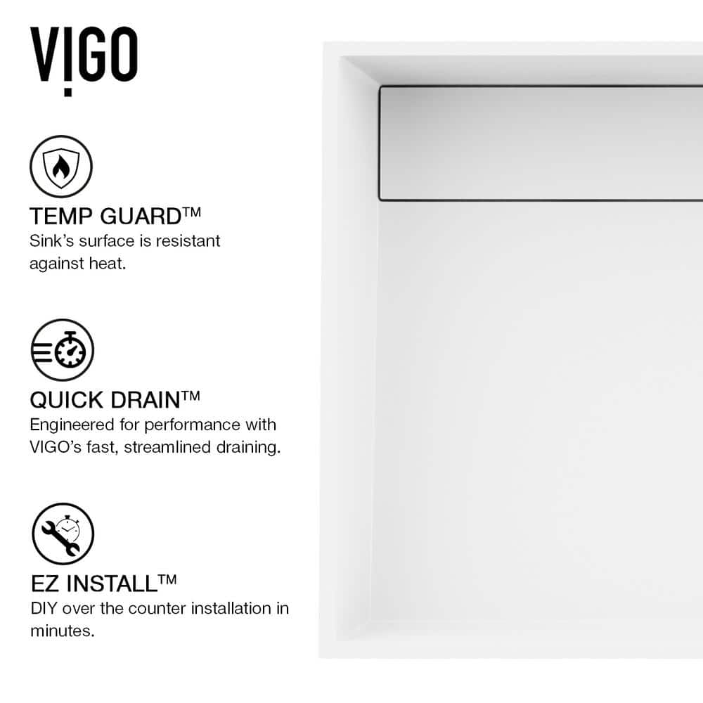Matte White Stone Rectangular Vessel Bathroom Sink, 23" x 15"