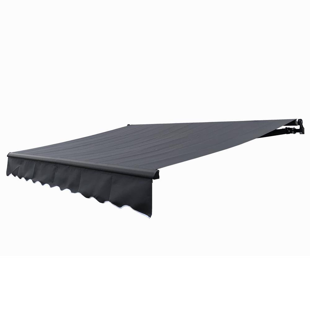ALEKO 13' x 10' Retractable Gray Polyester Patio Awning with Black Frame