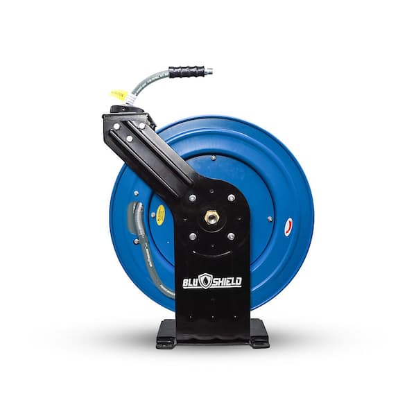 BLU SHIELD 1/4 in. x 100 ft. 3000 PSI Dual Arm Heavy-Duty Pressure Washer Hose Reel and Hose Combo