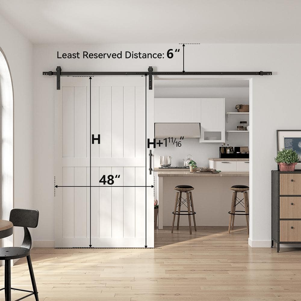 White 48" x 84" MDF Barn Door with Sliding Hardware Kit