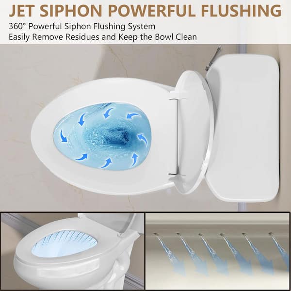 Zeafive Ace Elongated Two-Piece Toilet 1.28 GPF Single Flush 19 in