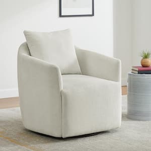 Hester Beige Fabric Swivel Arm Chair Modern Accent Chair with Removable Back Cushion for Living Room and Bed Room