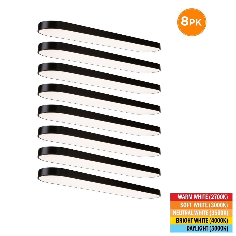 8-Pack 4 ft. x 10 in. Black LED Flush Mount Ceiling Light Fixture 2700K 3000K 3500K 4000K 5000K 4000 Lumens 55-Watt 120V price history on PriceWatchPro