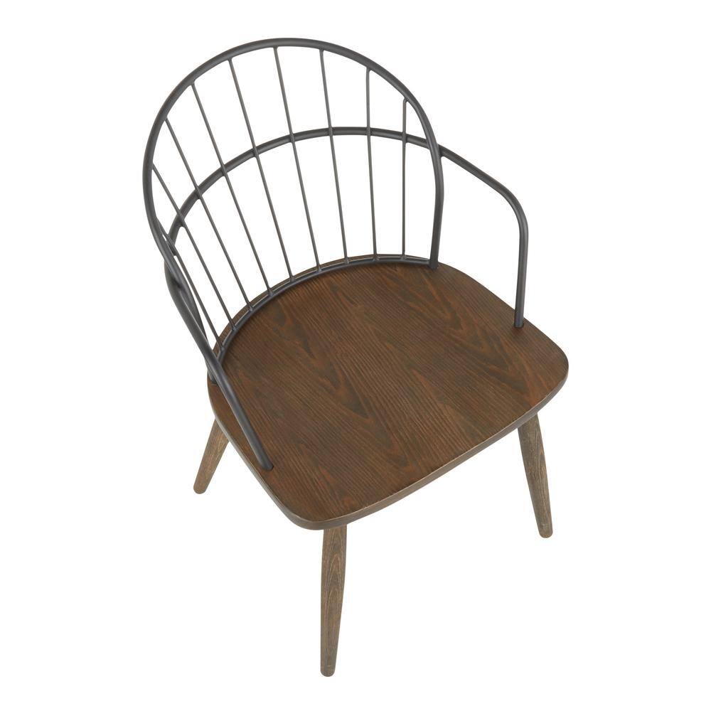 Riley Dark Brown Wood and Metal Arm Chair