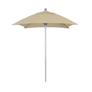 6 ft. Square Silver Aluminum Commercial Market Patio Umbrella with Fiberglass Ribs Push Lift in Antique Beige Sunbrella