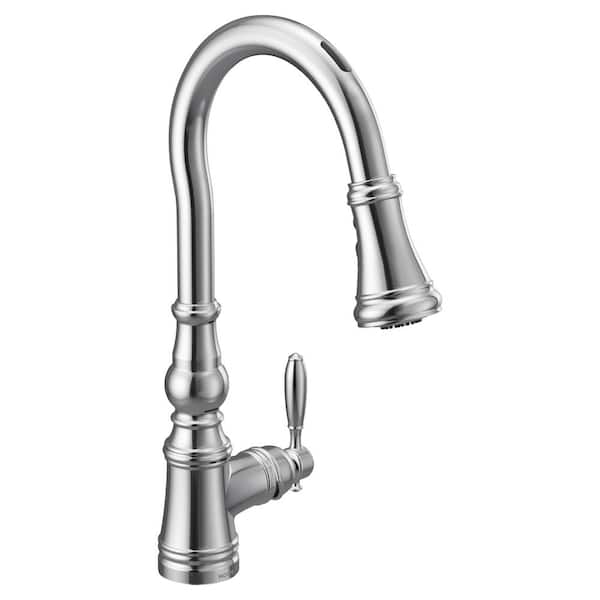MOEN Weymouth Single-Handle Smart Touchless Pull Down Sprayer Kitchen Faucet with Voice Control and Power Boost in Chrome