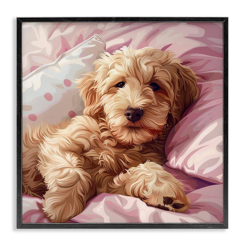 Sleepy Labradoodle in Bed by Jim Baldwin Black Framed Animal Giclee Art Print 12 in. x 12 in. price history on PriceWatchPro