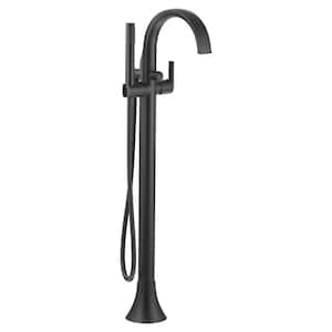 Doux Single-Handle Floor-Mount Freestanding Tub Faucet with Hand Shower in Matte Black