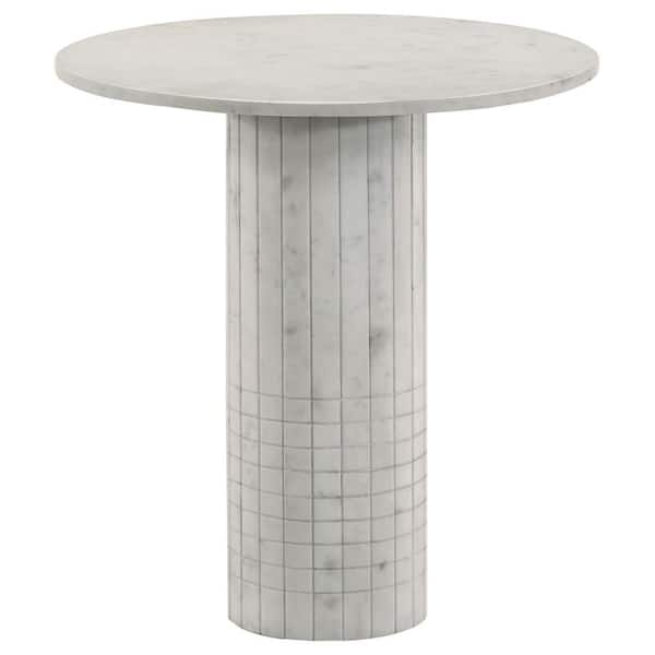 Coaster Astoria 22 in. White Round Genuine Marble End Table
