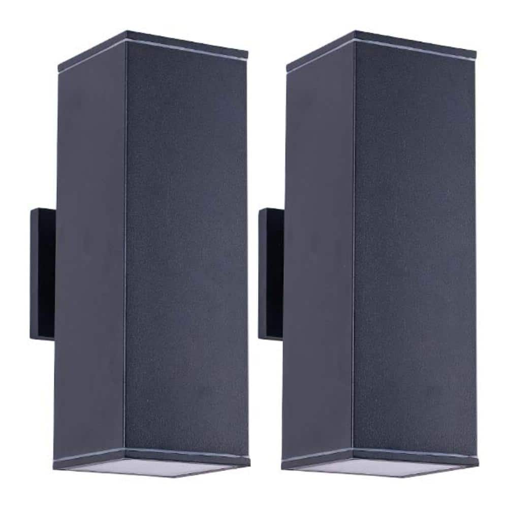 11.8 in. 2-Light Black Modern Aluminum Outdoor Wall Sconce, Rustproof and Rainproof (2-Pack) price history on PriceWatchPro