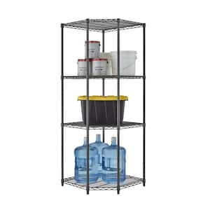 PRO Black 4-Tier Corner Steel Wire Garage Storage Shelving Unit (27 in. W x 72 in. H x 18 in. D)