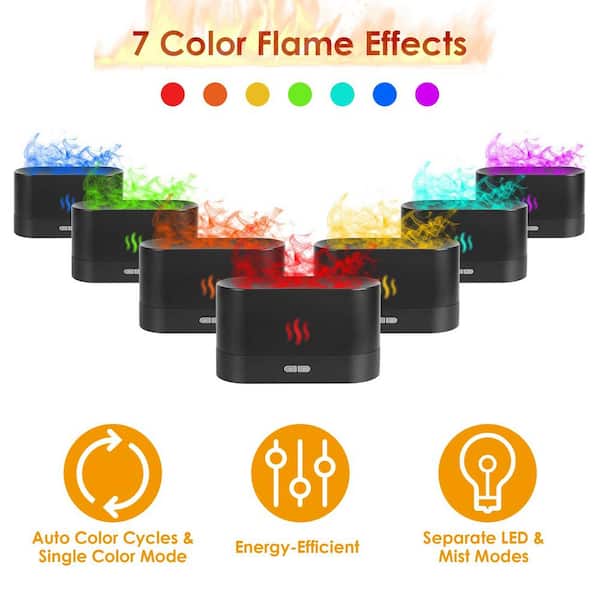 USB Air Humidifier Essential Oil Aroma Diffuser Colorful Flame Mist Home  Decor